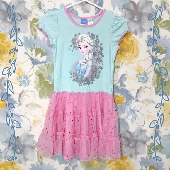 Disney Other - Disney Frozen Elsa Girls Mint T-shirt Dress Sz Lrg